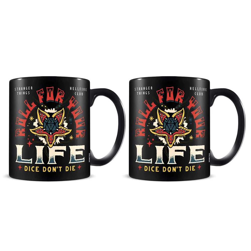Stranger Things Hellfire Themed Coffee Mug Drinking Cup Set 300ml Black (2 Pack)