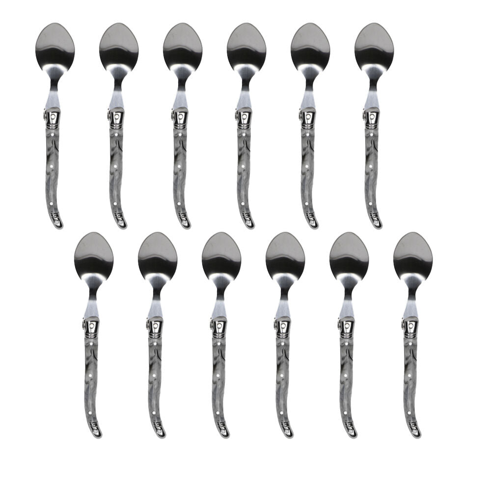 Laguiole Etiquette Stainless Steel Teaspoon Set 15.5cm Marble Grey (12 Pieces)