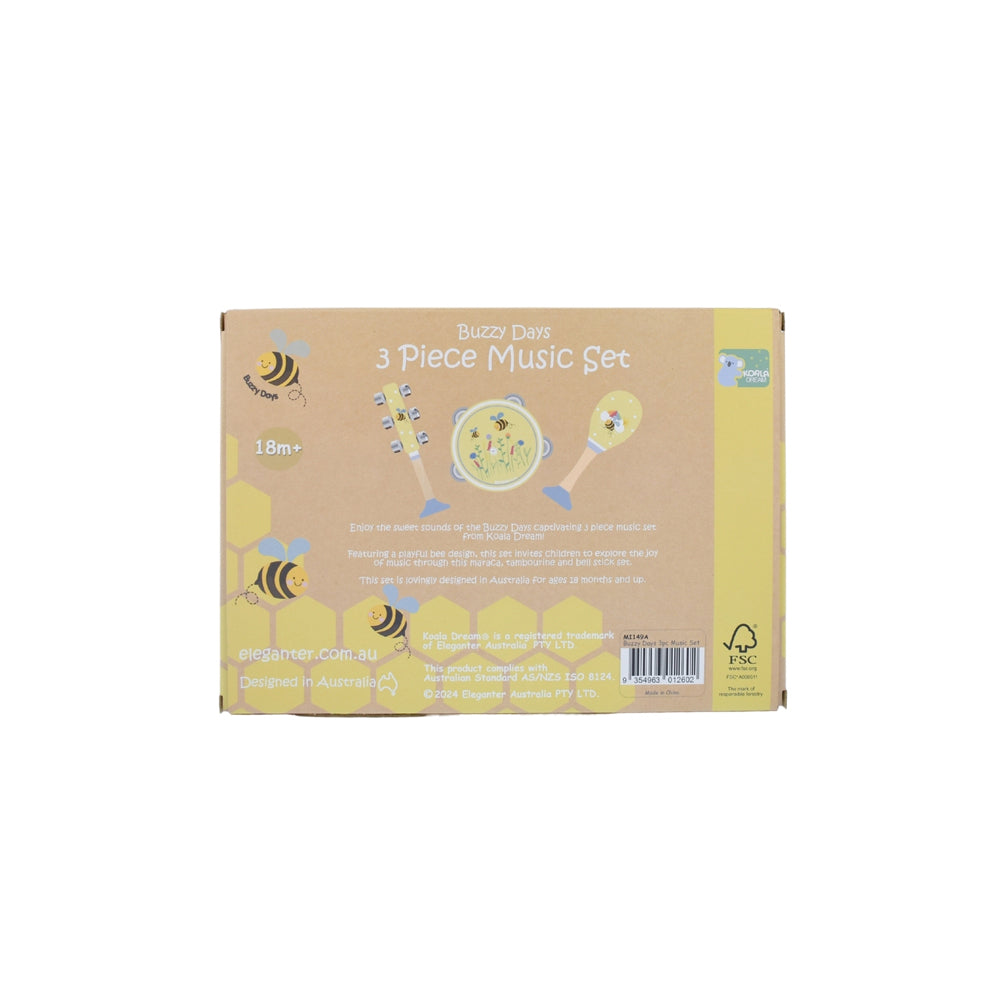 Koala Dream Buzzy Days Bee Musical Set Kids/Childrens Wooden Toy 18m+ (3 Pieces) — image 3