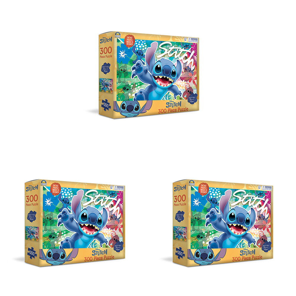 Stitch 300pc Stitch Jigsaw Puzzle Interactive Learning Educational Toy Kids 3y+ (3 Pack)