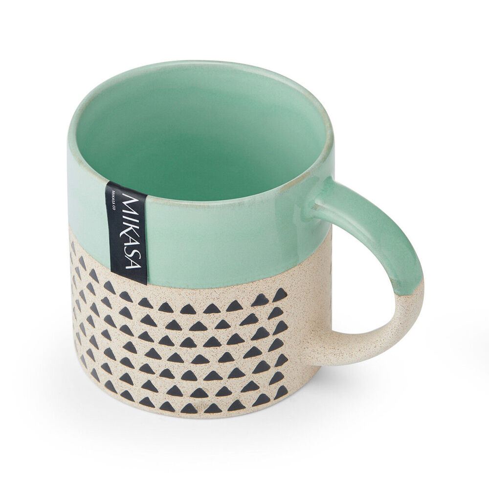 Mikasa 390ml Wax Resist Glaze Coffee Mug Cup Clay Drinkware w/ Handle Green — image 2