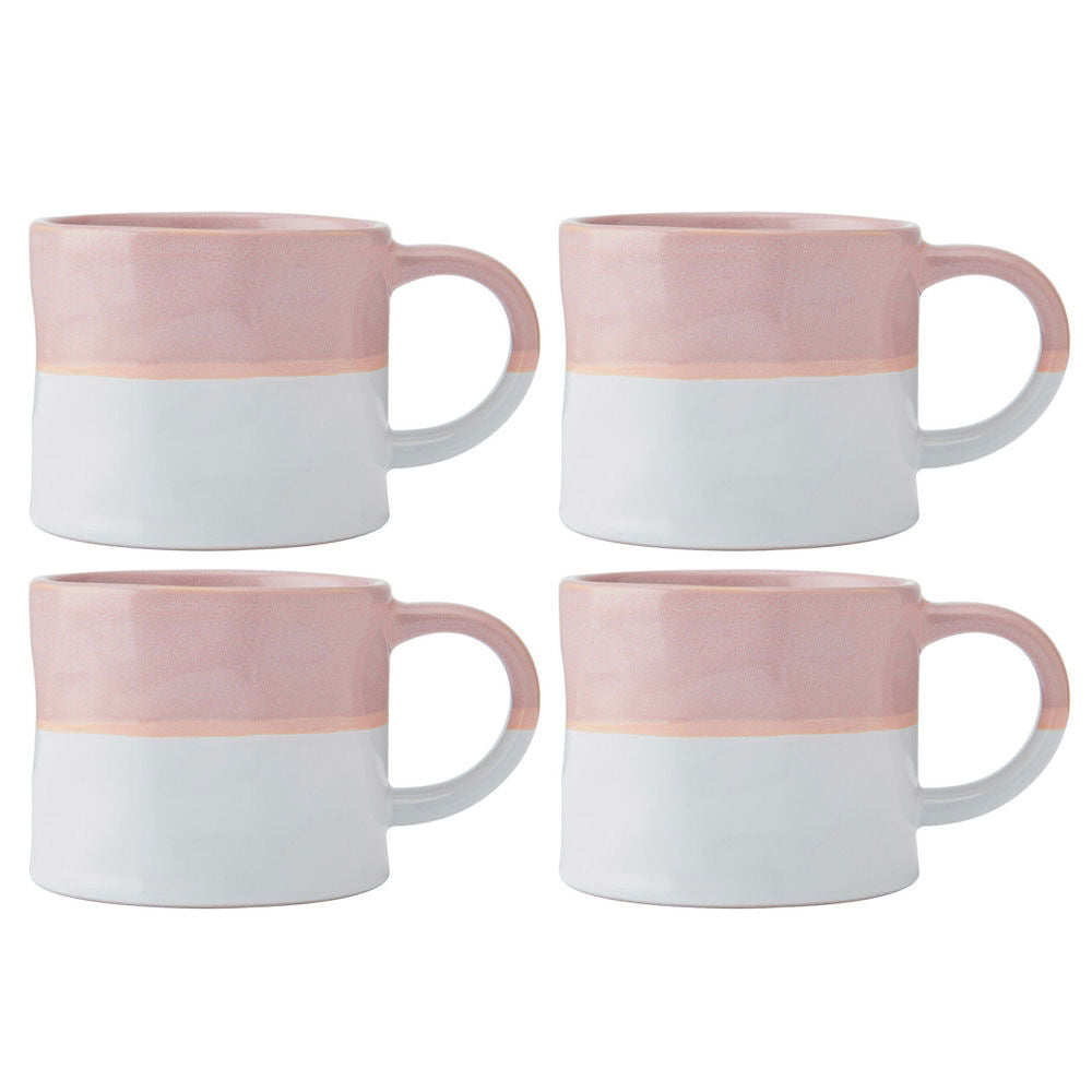 Mikasa 350ml Ombre Coffee Mug Tea Cup Clay Drinkware w/ Handle Pink/White (4 Pack)