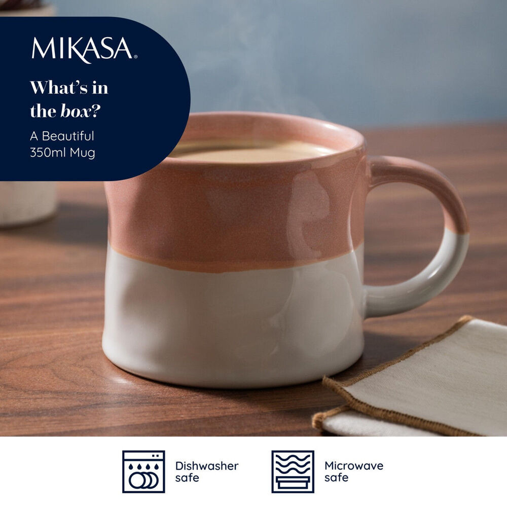 Mikasa 350ml Ombre Coffee Mug Tea Cup Clay Drinkware w/ Handle Pink/White (4 Pack) — image 9