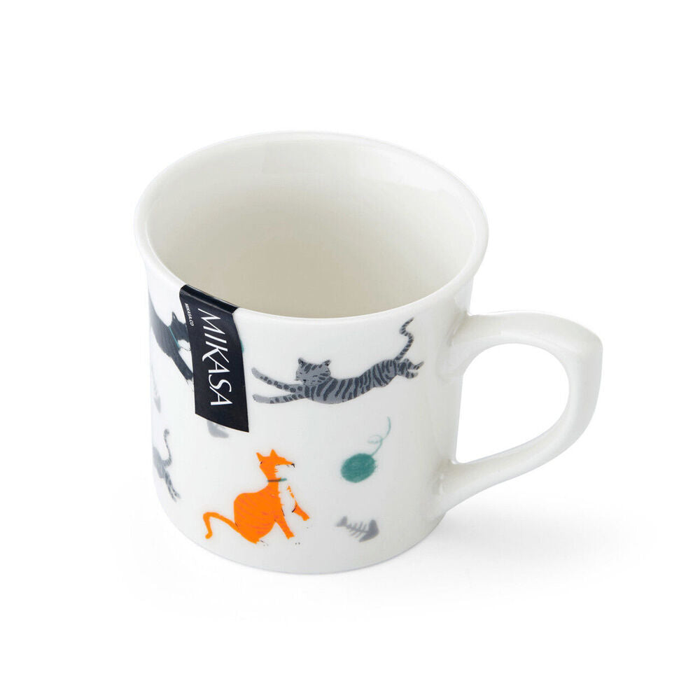 Mikasa 250ml Cat Fluted Coffee Mug Tea Drink Cup Clay Drinkware w/ Handle (4 Pack) — image 2