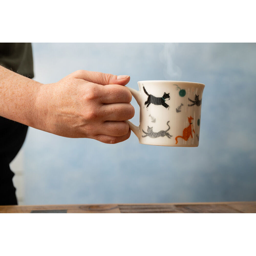 Mikasa 250ml Cat Fluted Coffee Mug Tea Drink Cup Clay Drinkware w/ Handle (4 Pack) — image 6