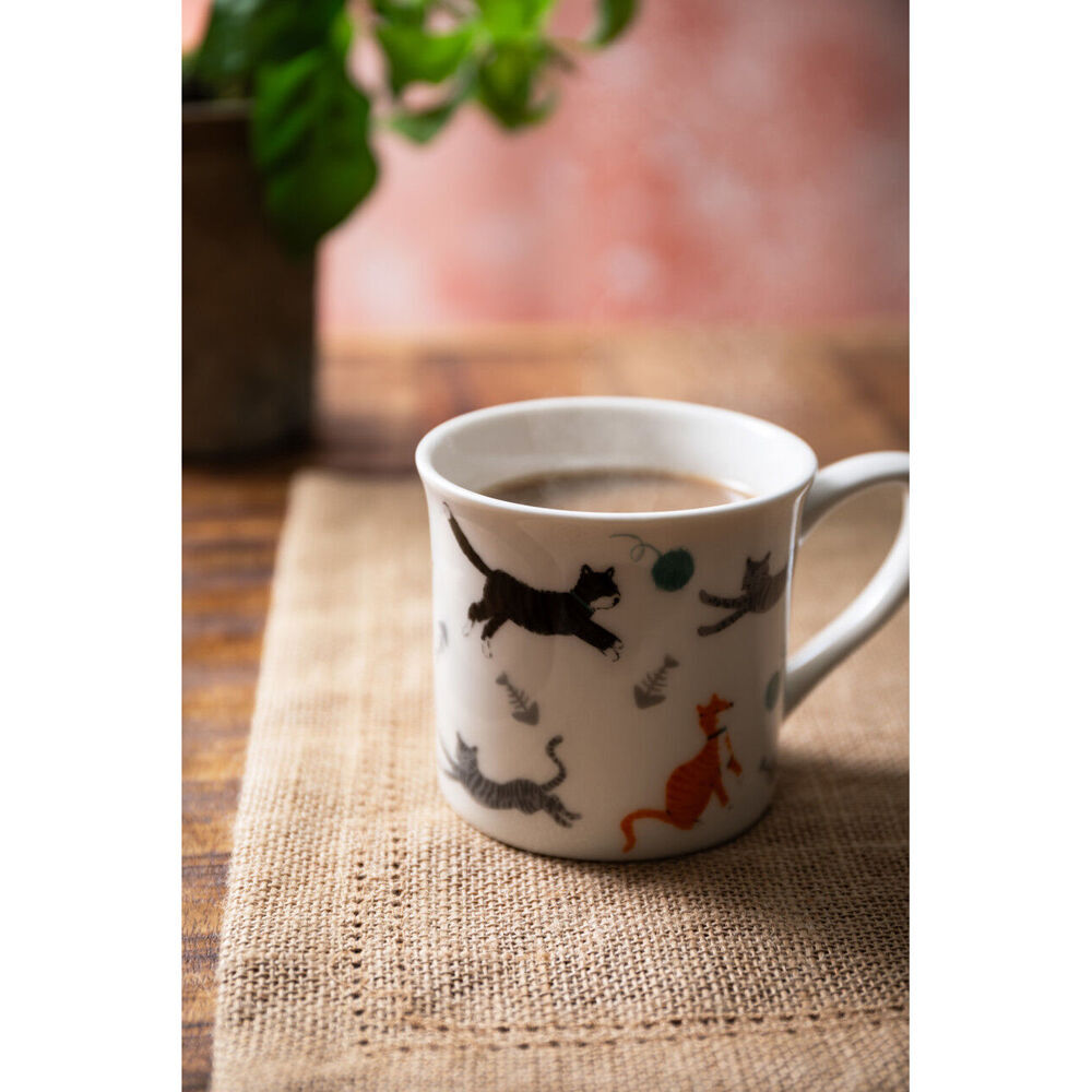 Mikasa 250ml Cat Fluted Coffee Mug Tea Drink Cup Clay Drinkware w/ Handle (4 Pack) — image 7