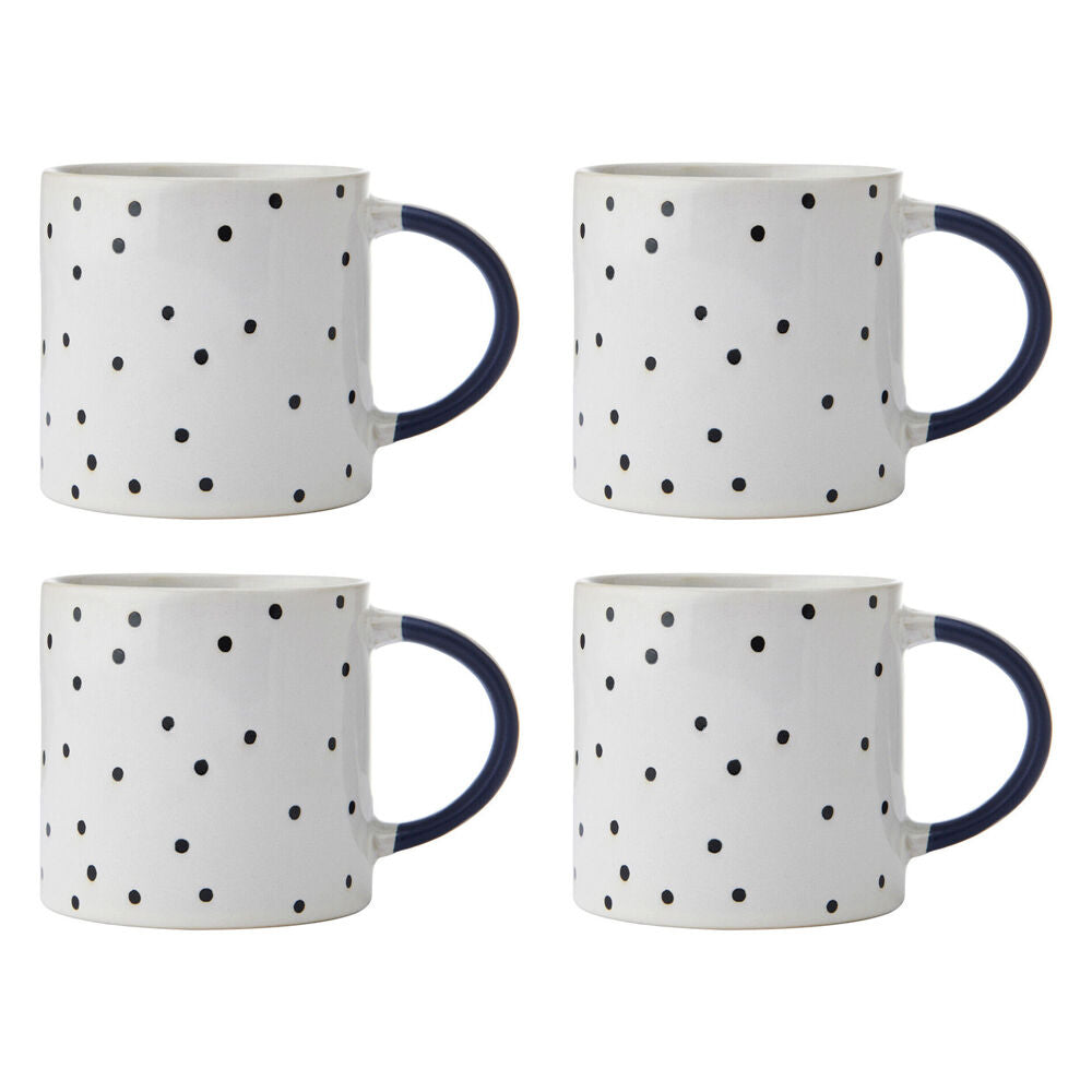 Mikasa Stoneware Coffee Mug Tea/Water/Milk Cup Drinkware 390ml Spot Pink (4 Pack)