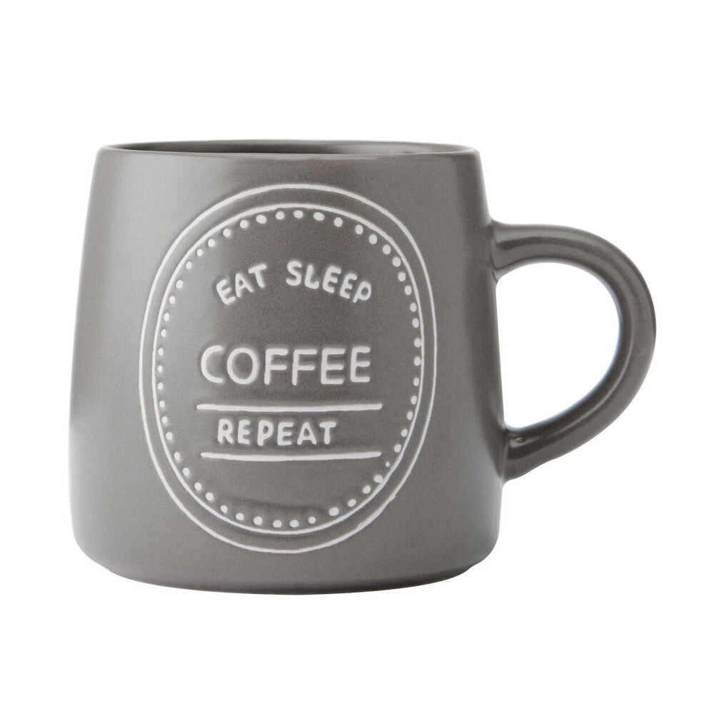 Mikasa 400ml Eat Sleep Coffee Repeat Coffee Mug Cup Stoneware Drinkware Brown