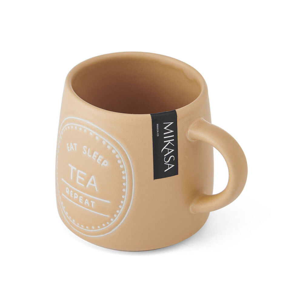 Mikasa 400ml Eat Sleep Tea Repeat Coffee Mug Cup Stoneware Drinkware Orange — image 4