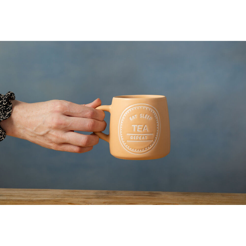 Mikasa 400ml Eat Sleep Tea Repeat Coffee Mug Cup Stoneware Drinkware Orange — image 5