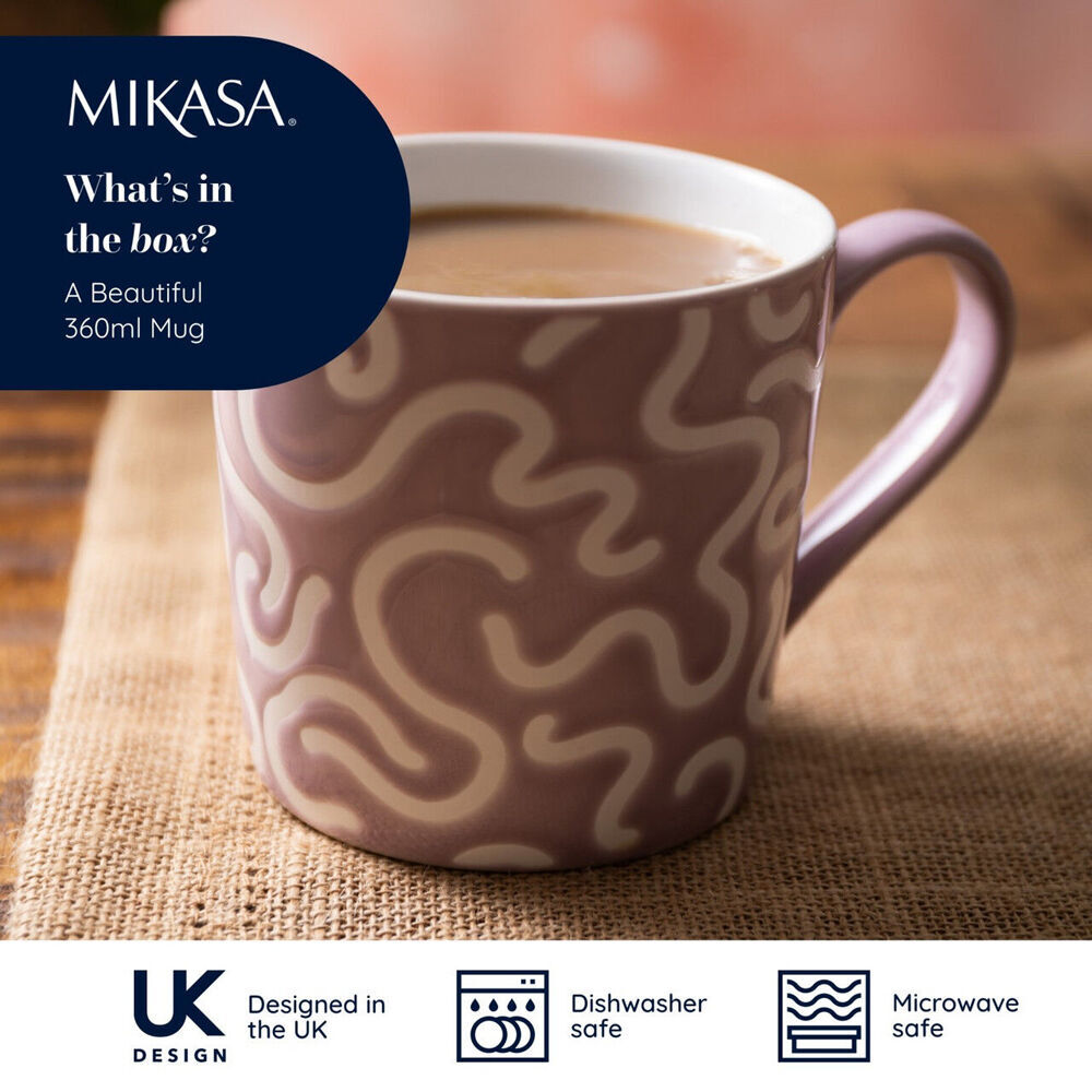 Mikasa 360ml Textured Purple Swirl Coffee Mug Cup Stoneware Drinkware Purple (8 Pack) — image 9