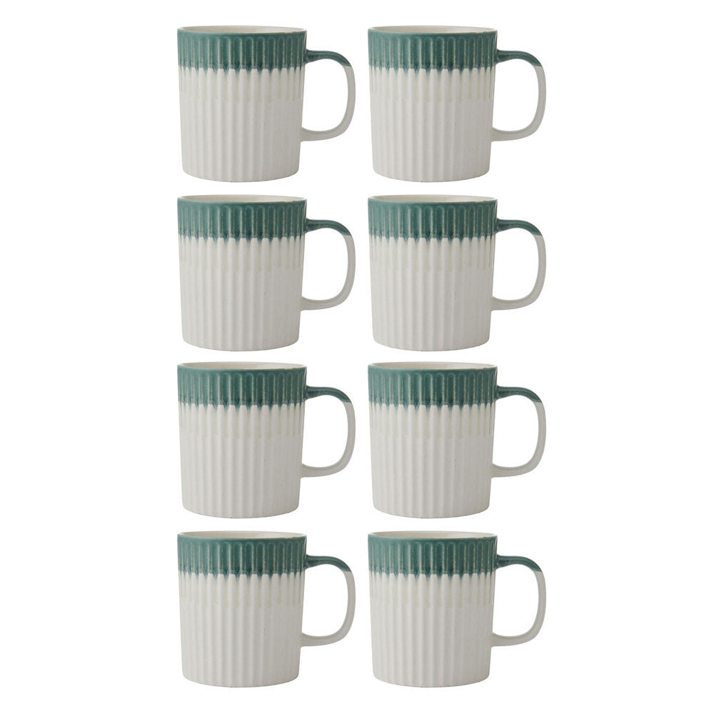 Mikasa 410ml Textured Coffee Mug Cup Stoneware Drinkware w/ Handle Green (8 Pack)