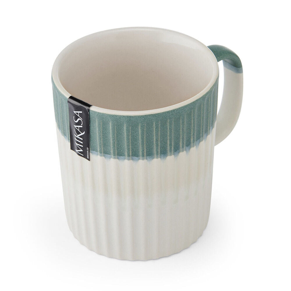 Mikasa 410ml Textured Coffee Mug Cup Stoneware Drinkware w/ Handle Green (8 Pack) — image 4
