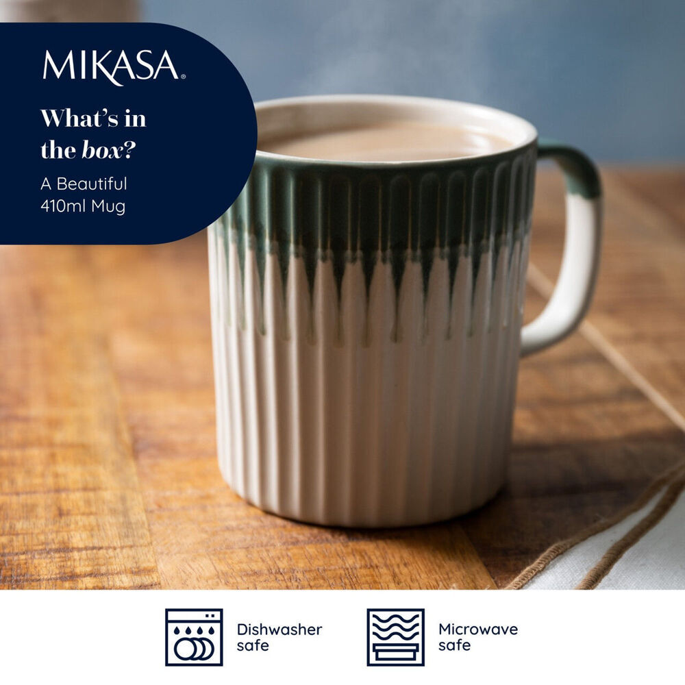 Mikasa 410ml Textured Coffee Mug Cup Stoneware Drinkware w/ Handle Green (8 Pack) — image 9