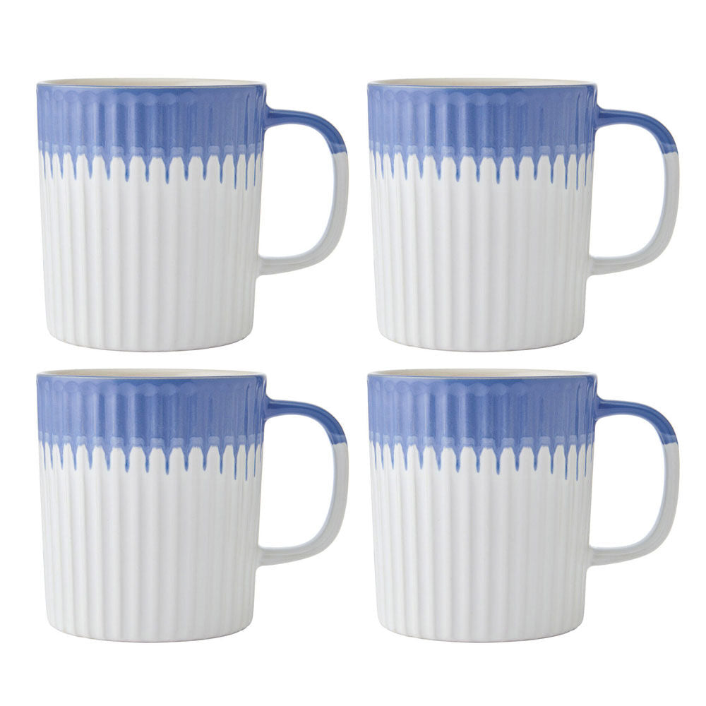 Mikasa 410ml Textured Coffee Mug Cup Stoneware Drinkware w/ Handle Blue (4 Pack)