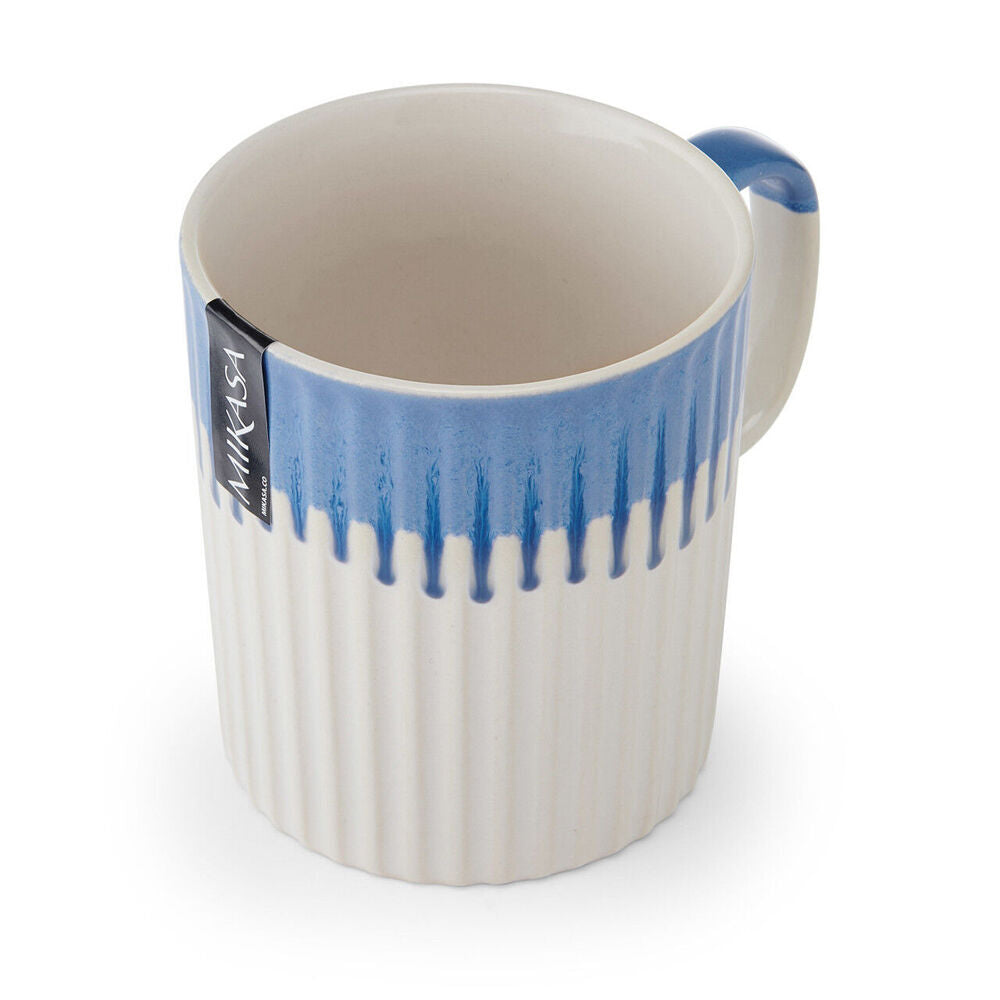 Mikasa 410ml Textured Coffee Mug Cup Stoneware Drinkware w/ Handle Blue (4 Pack) — image 3
