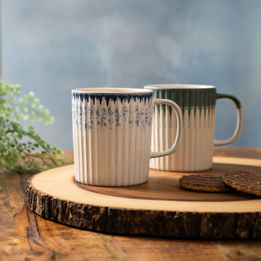 Mikasa 410ml Textured Coffee Mug Cup Stoneware Drinkware w/ Handle Blue (4 Pack) — image 8