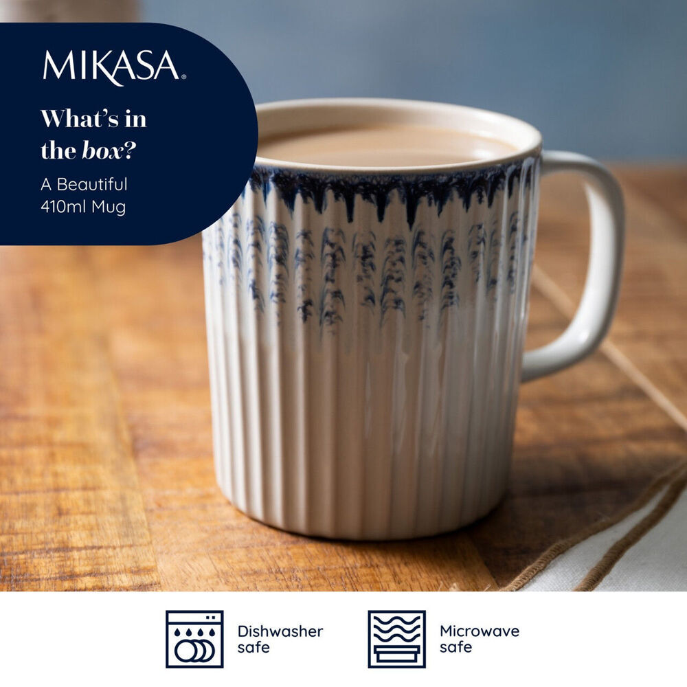Mikasa 410ml Textured Coffee Mug Cup Stoneware Drinkware w/ Handle Blue (4 Pack) — image 9
