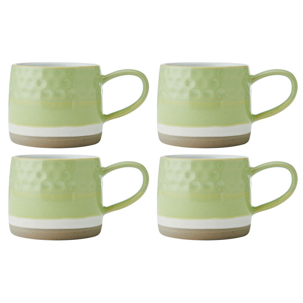 Mikasa 320ml Textured Ombre Coffee Mug Cup Stoneware Green (4 Pack)