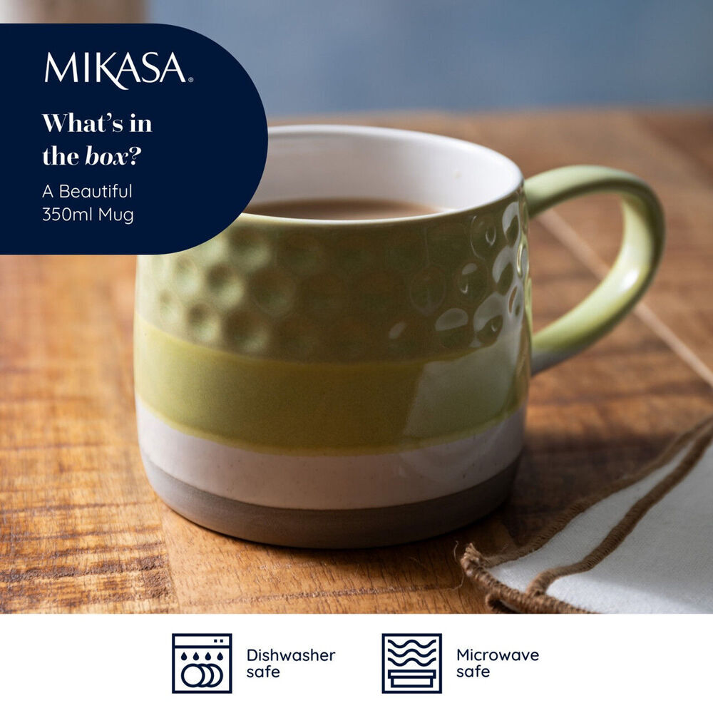 Mikasa 320ml Textured Ombre Coffee Mug Cup Stoneware Green (4 Pack) — image 9