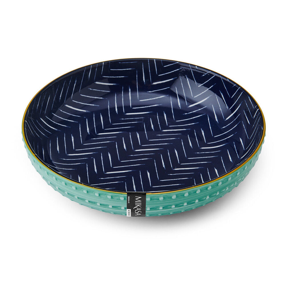 Mikasa Stoneware Indigo Chevron Ceramic Kitchen Serving Bowl Dishware 21cm (2 Pack) — image 5