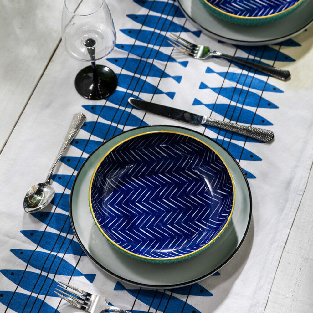 Mikasa Stoneware Indigo Chevron Ceramic Kitchen Serving Bowl Dishware 21cm (2 Pack) — image 6