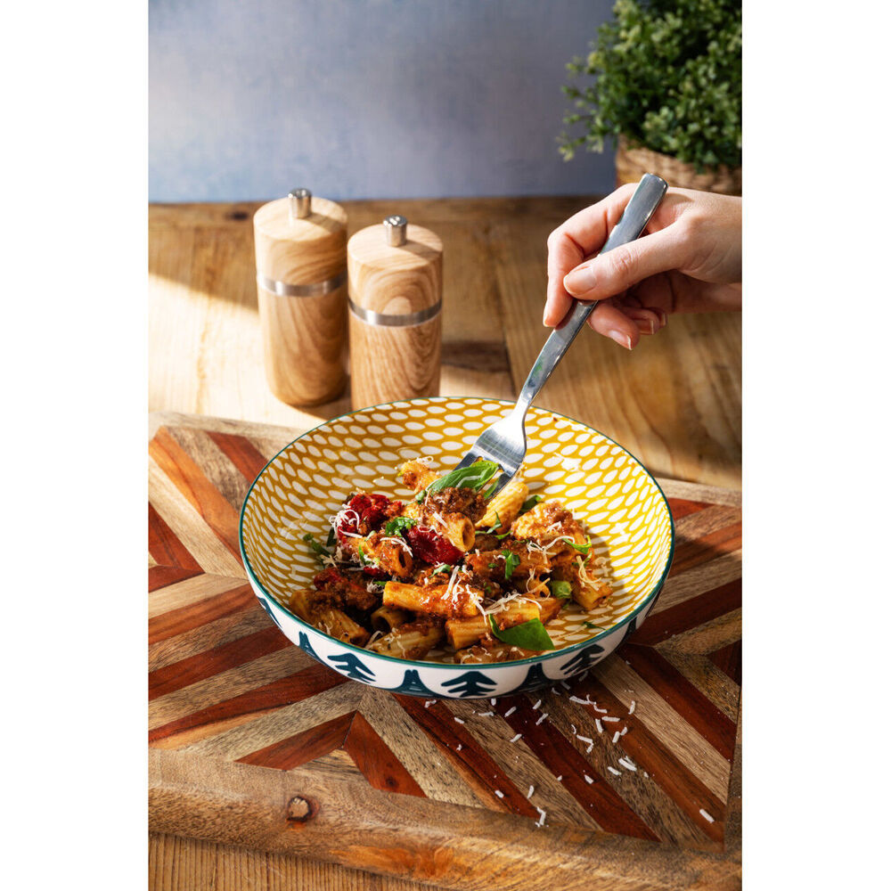 Mikasa Leafy Pattern Ceramic Bowl Salad Serving Round Dinnerware 21cm Green (4 Pack) — image 6
