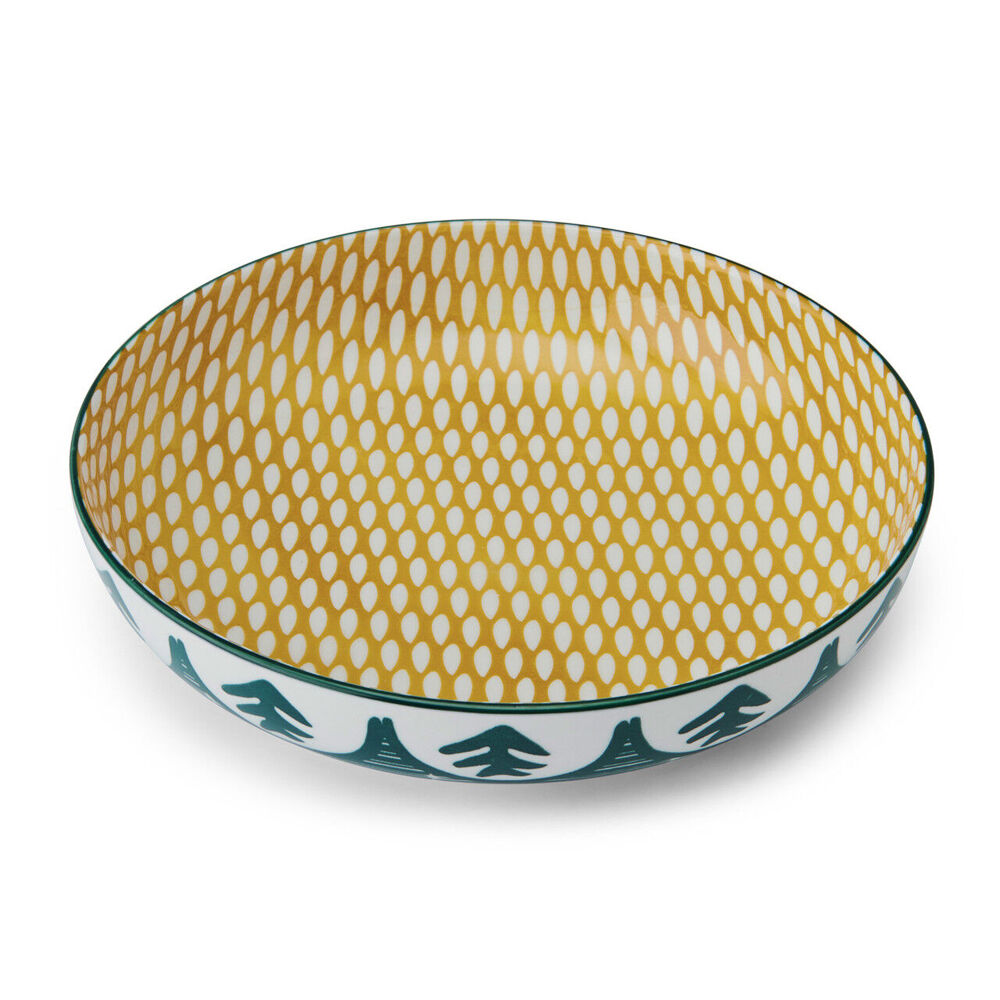 Mikasa Leafy Pattern Ceramic Bowl Salad Serving Round Dinnerware 21cm Green