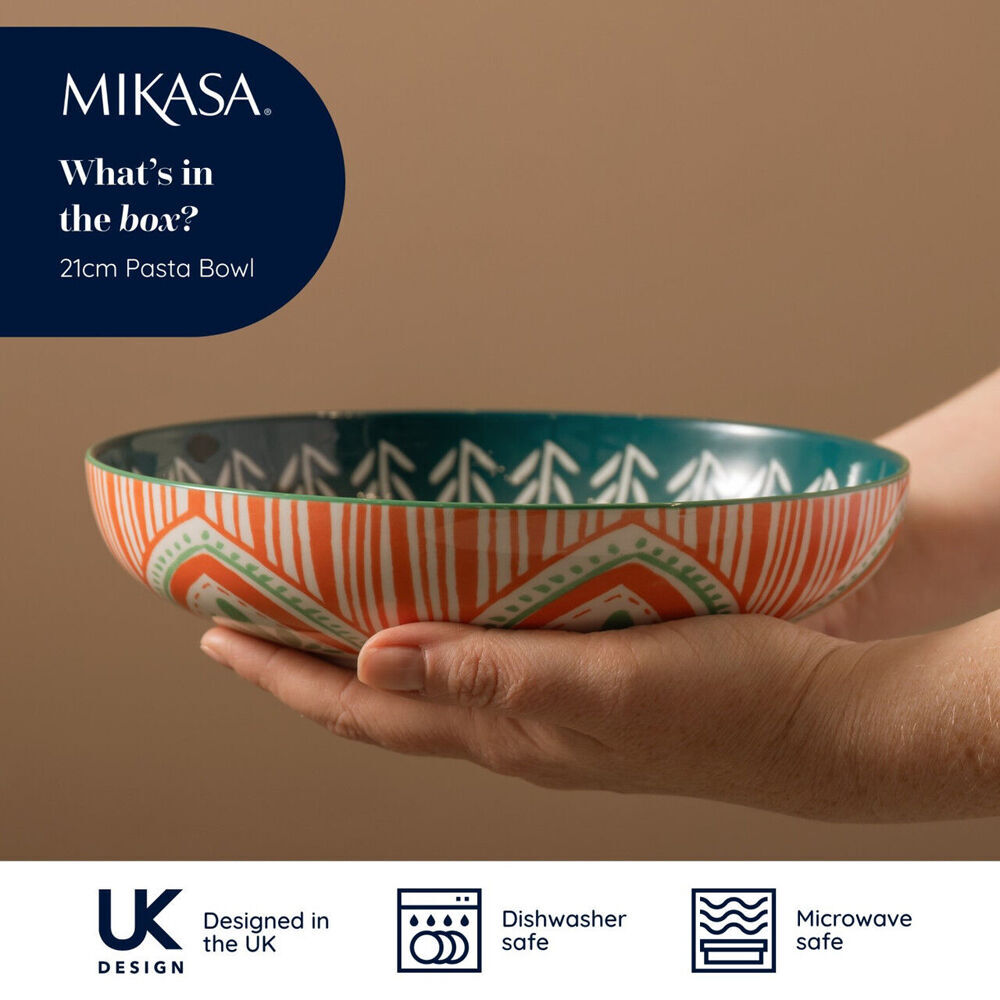 Mikasa Folk Pattern Ceramic Bowl Dish Salad Serving Round Dinnerware 21cm (4 Pack) — image 9
