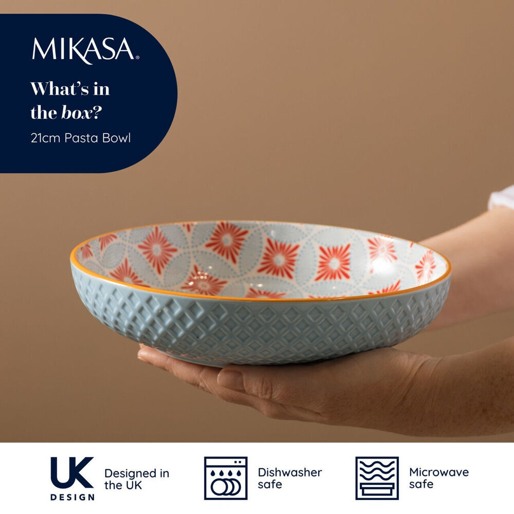 Mikasa Mosaic Ceramic Bowl Dish Salad Serving Round Dinnerware 21cm Blue (4 Pack) — image 8