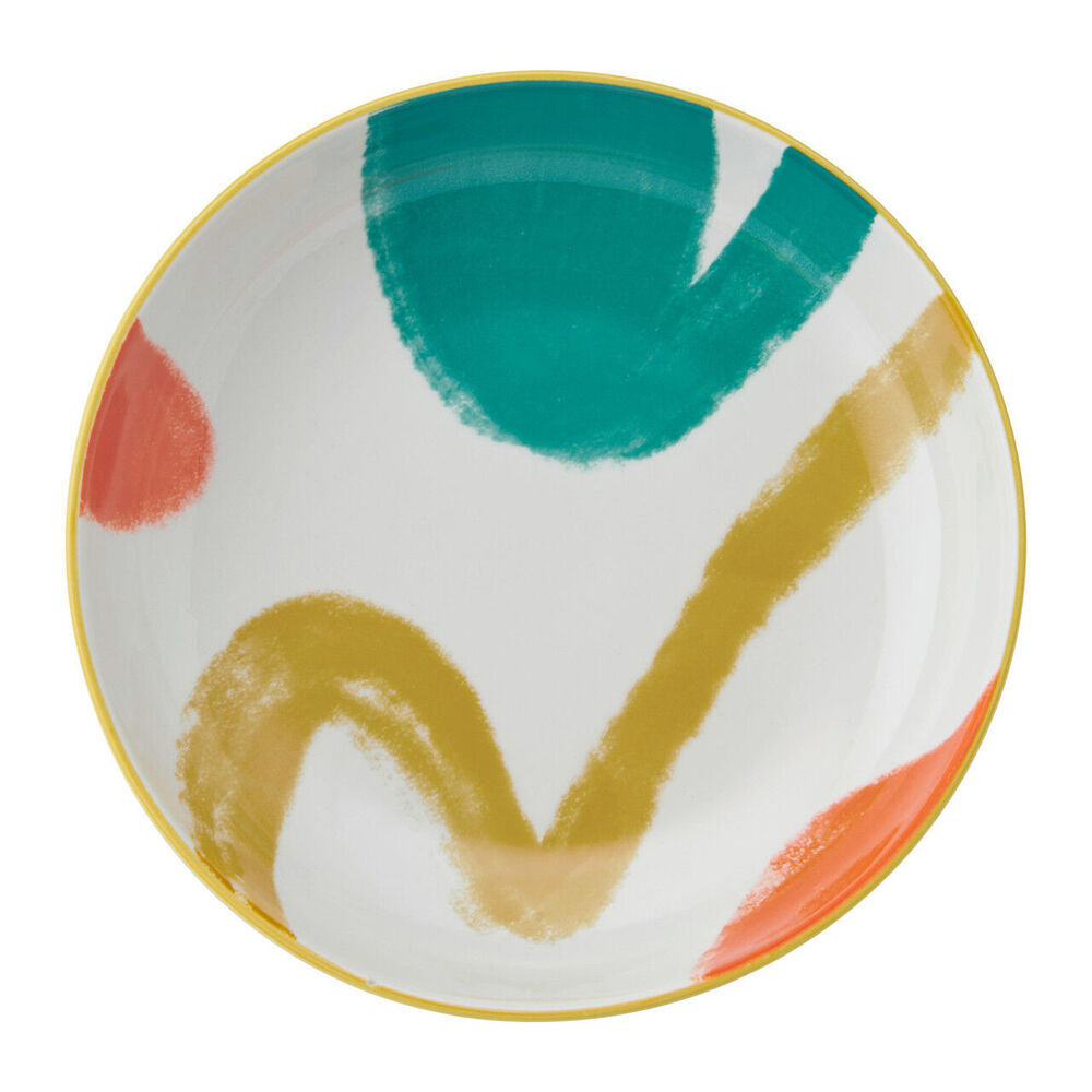 Mikasa Abstract Pattern Ceramic Bowl Salad Round Dinnerware 21cm Yellow (8 Pack) — image 2
