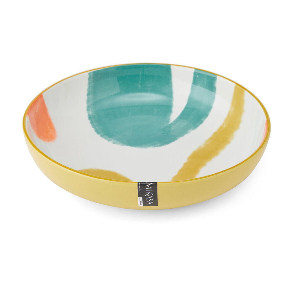 Mikasa Abstract Pattern Ceramic Bowl Salad Round Dinnerware 21cm Yellow (8 Pack) — image 3