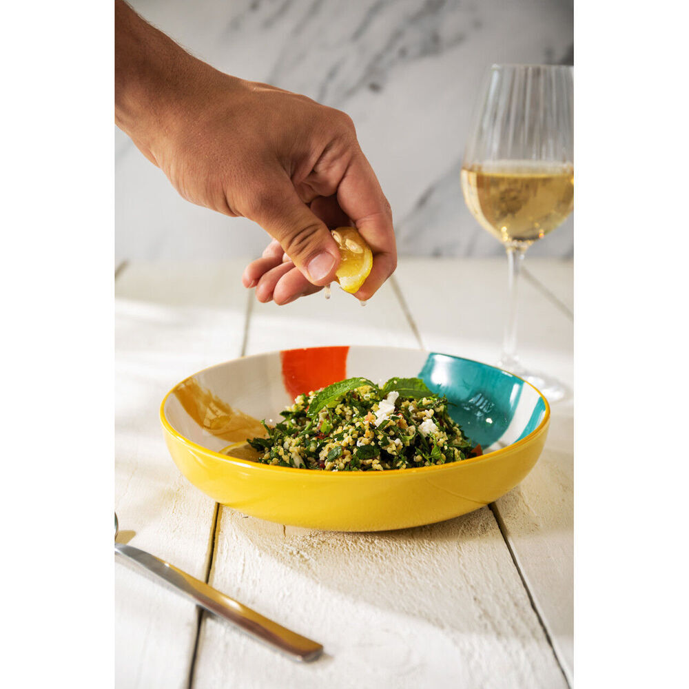 Mikasa Abstract Pattern Ceramic Bowl Salad Round Dinnerware 21cm Yellow (8 Pack) — image 5