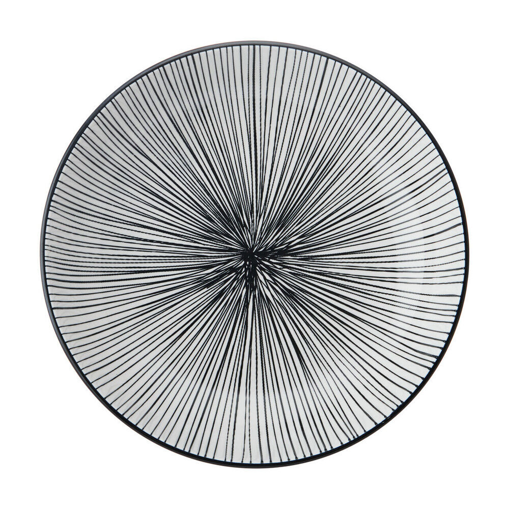 Mikasa Stripe Ceramic Bowl Dish Salad Serving Round Dinnerware 21cm Black (4 Pack) — image 2