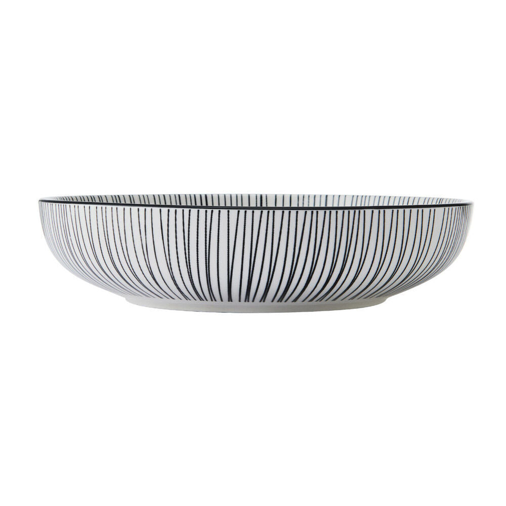 Mikasa Stripe Ceramic Bowl Dish Salad Serving Round Dinnerware 21cm Black (4 Pack) — image 3