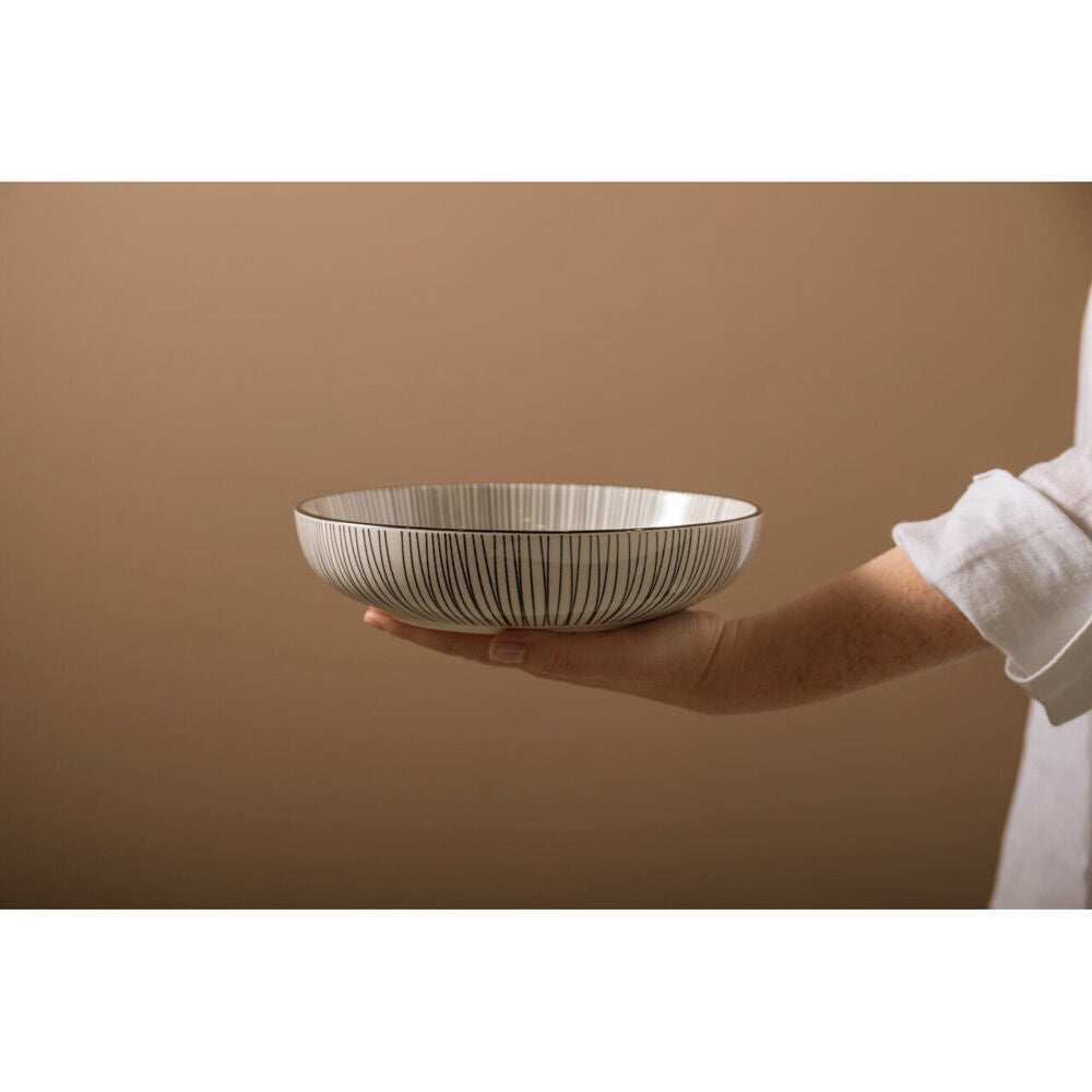 Mikasa Stripe Ceramic Bowl Dish Salad Serving Round Dinnerware 21cm Black (4 Pack) — image 8