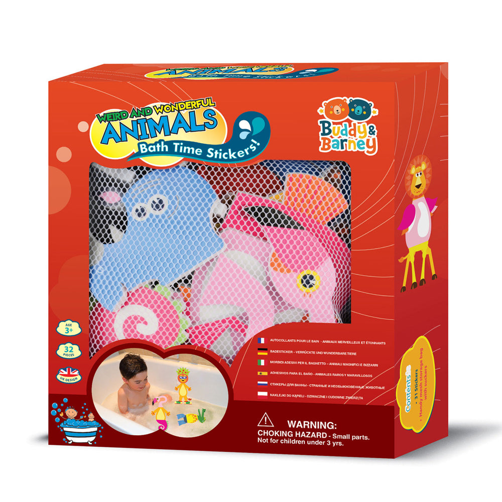Bath Time Creative Stickers Weird & Wonderful Animals w/ Storage Bag 3y+ (32 Pieces)