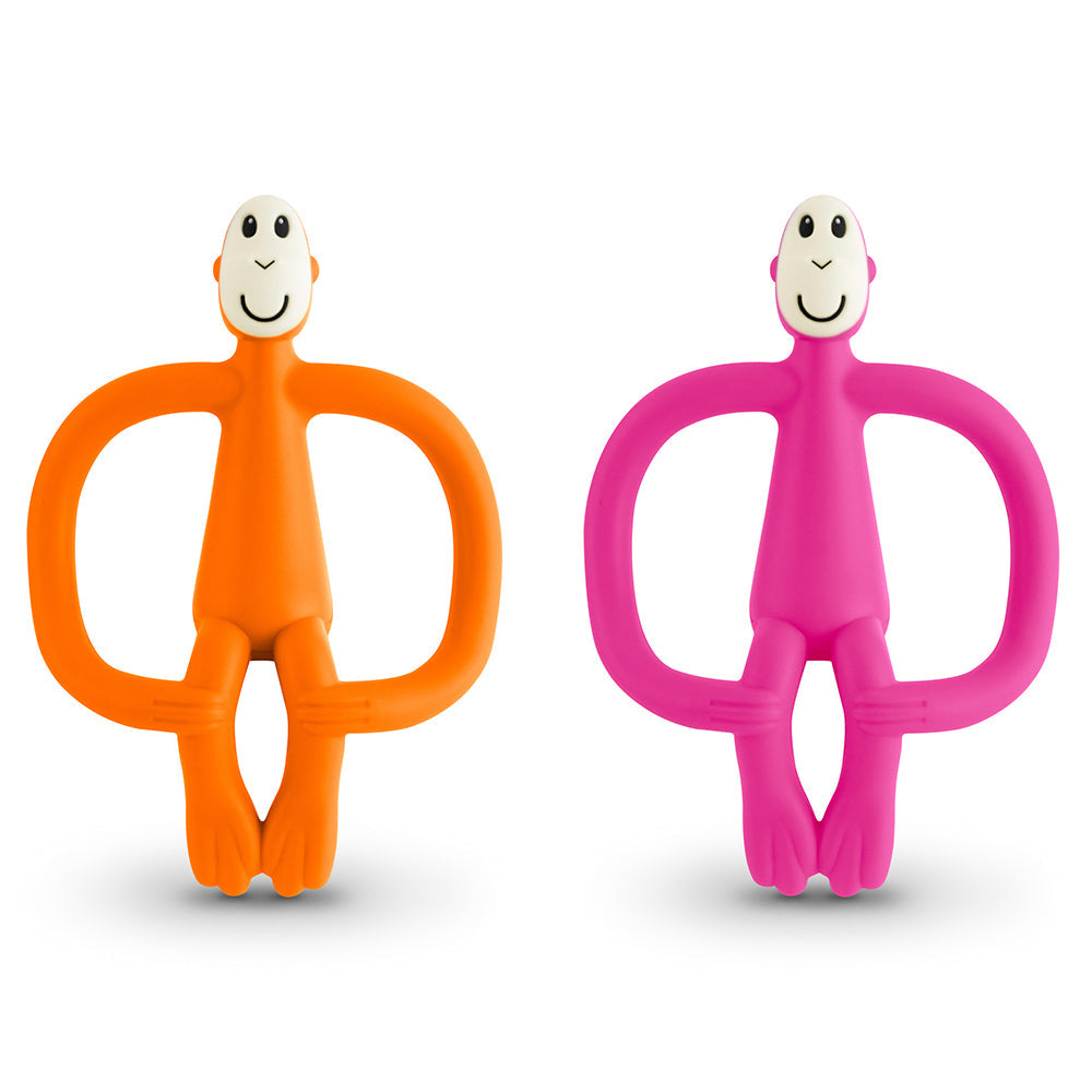 Matchstick Monkey Teething Toy and Gel Applicator - Orange/Pink (2 Pack)