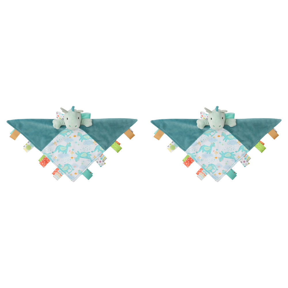 Mary Meyer Taggies Drax Dragon 33x33cm Plush Blanket Kids 0+ Toy Blue (2 Pack)