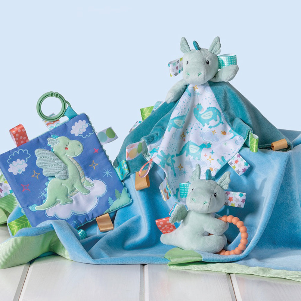 Mary Meyer Taggies Drax Dragon 33x33cm Plush Blanket Kids 0+ Toy Blue (2 Pack) — image 6