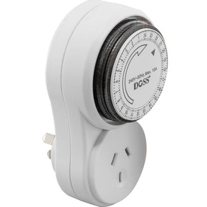 Doss 24HR Analogue Mechanical Time Indoor Wall Plug Switch Timer 240V 2400W Max