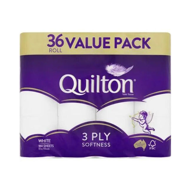 Quilton 36pc Quilton 180-Sheet Softness Tissue Roll 3-Ply White Toilet Paper (2 Pack) — image 3
