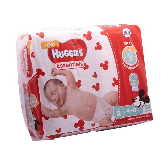Huggies 54pc Huggies Essentials Mickey Infant Absorbent Size 2 Disposable Nappies (4 Pack) — image 2
