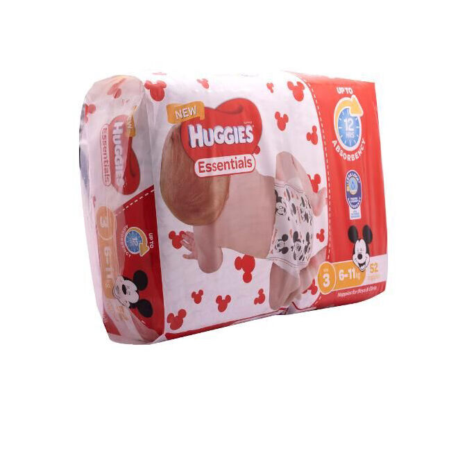 Huggies Essentials Mickey Crawler Absorbent Size 3 Disposable Nappies (52 Pieces)