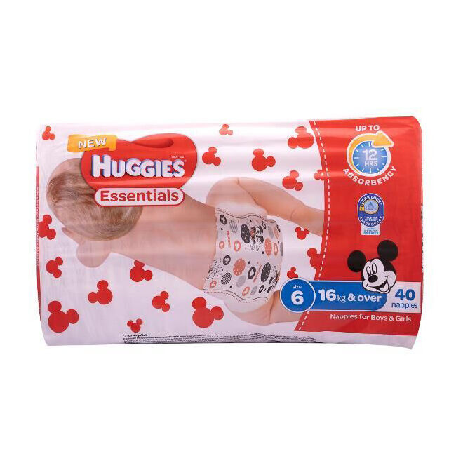 Huggies 44pc Huggies Essentials Mickey Walker Absorbent Size 5 Disposable Nappies (2 Pack) — image 4