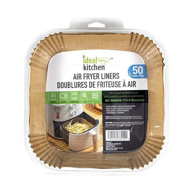 Ideal Kitchen Paper Air Fryer Square Disposable Liner Non Stick (50 Pieces)