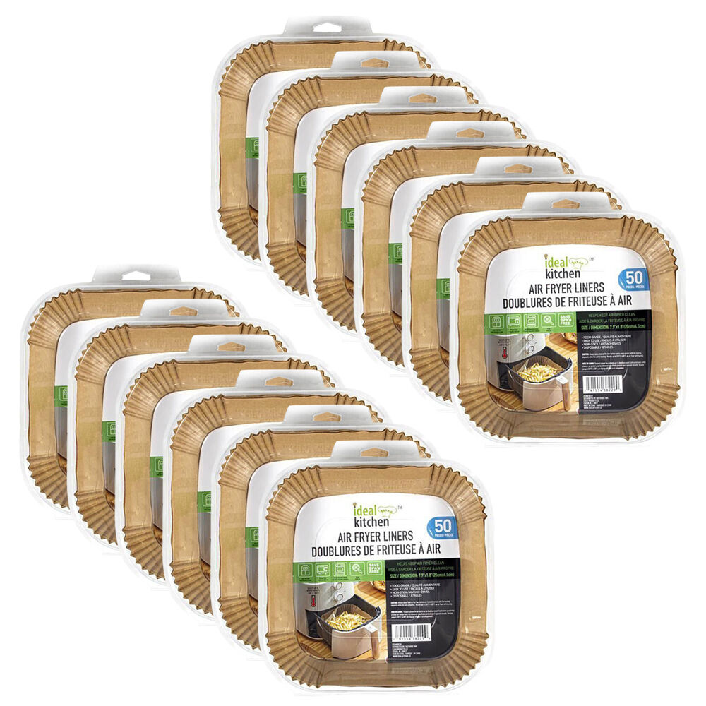 Ideal Kitchen 50pc Ideal Kitchen Paper Air Fryer Square Disposable Liner Non Stick (12 Pack)