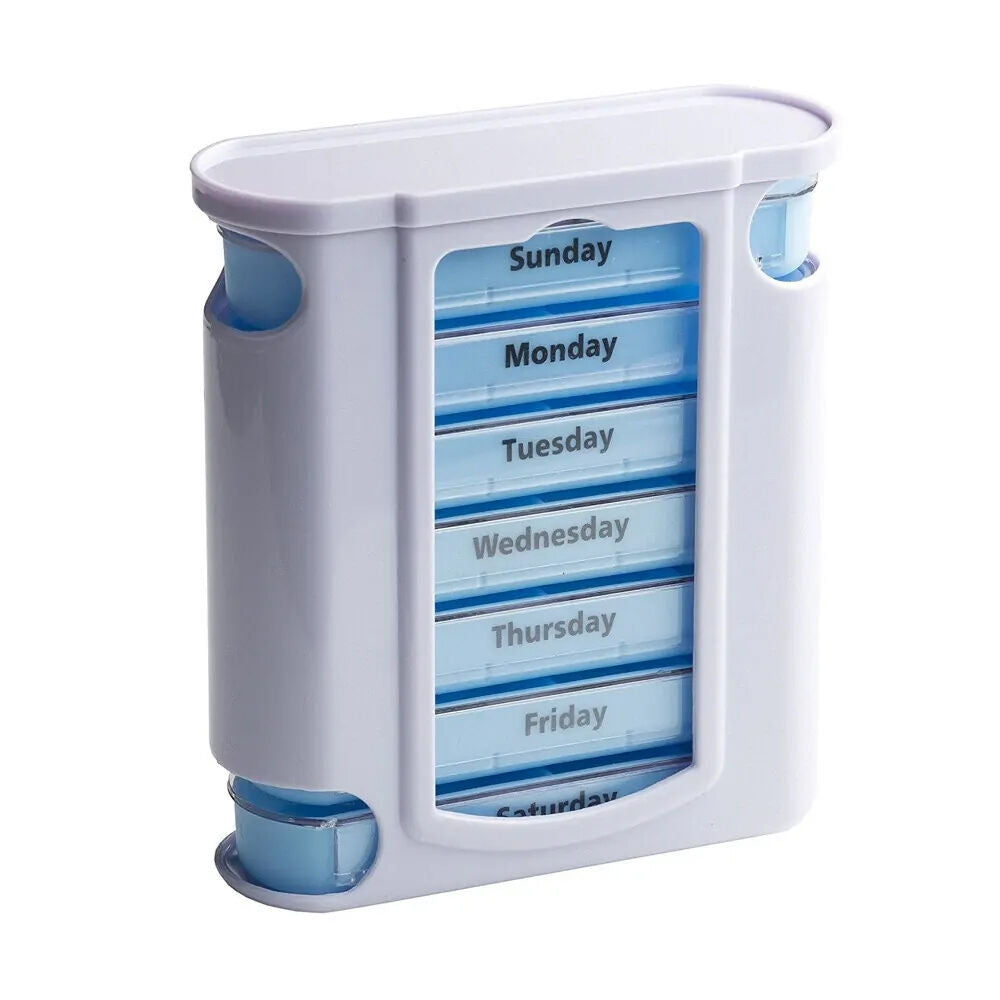 Wish Blue w/ 28 Compartments Supplement Medicine Pill Container Box