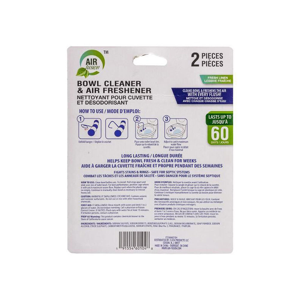 Air Fusion Toilet Bowl Cleaner & Air Freshener Odour Eliminator Fresh Linen (2 Pieces) — image 2