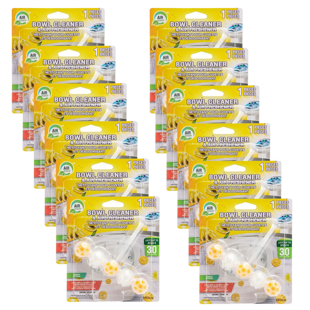 Air Fusion Toilet Bowl Cleaner & Air Freshener Odour Eliminator Lemon Scent (12 Pack)